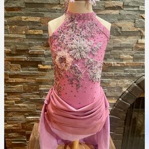 Custom Made Pink Embellished Dance Costume